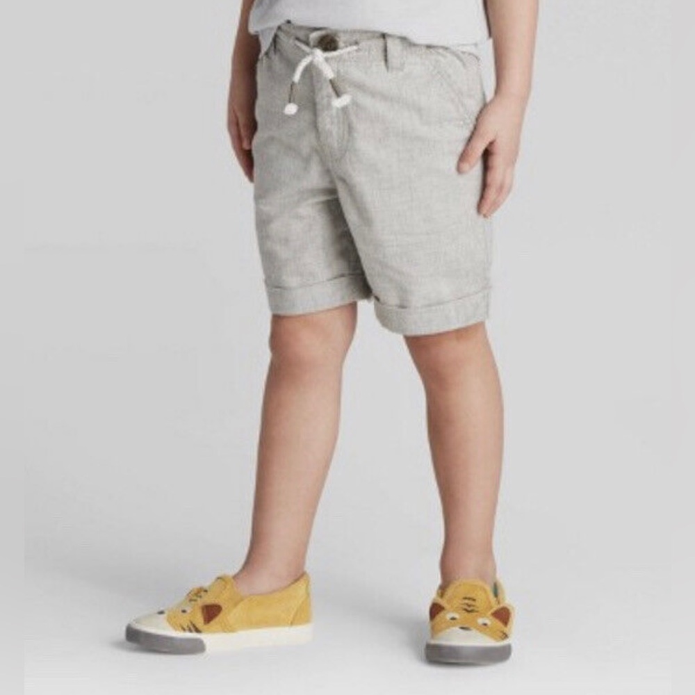 Cat & Jack shorts chino dressy boys gray snap‎ close